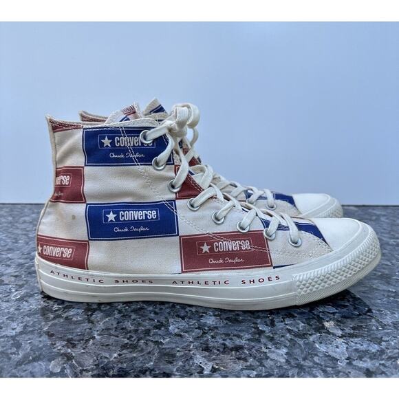 Converse Mens CTAS Hi Bold Branding Canvas 166500C Egret/Blue/Gym Red Size 11 - Picture 2 of 13
